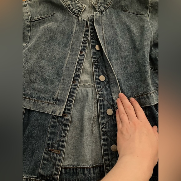 VICI layered two tone patchwork denim jacket - Picture 2 of 12